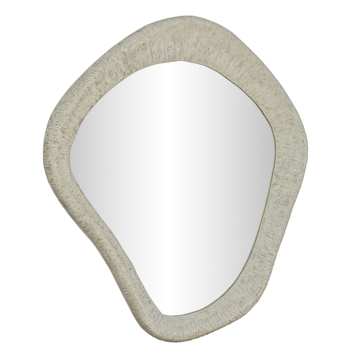 TOV Furniture Orpheus Ribbed Faux Stone Wall Mirror in antique white fiberglass, primary product view