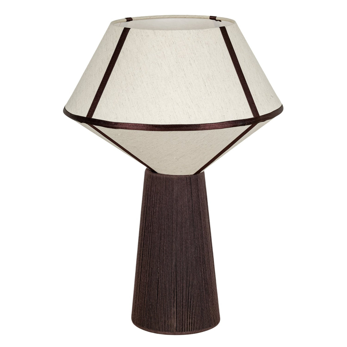 TOV Furniture Josephine Upwards Table Lamp in chocolate brown and white cotton, primary product view