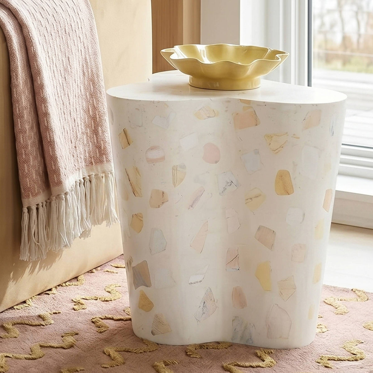 TOV Furniture Slab Faux Terrazzo Indoor/Outdoor Side Table