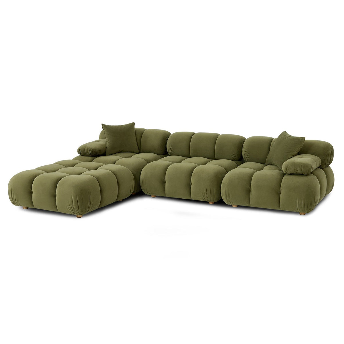 TOV Furniture Calliope Olive Green 4-Piece Modular Sectional in olive green velvet, primary view