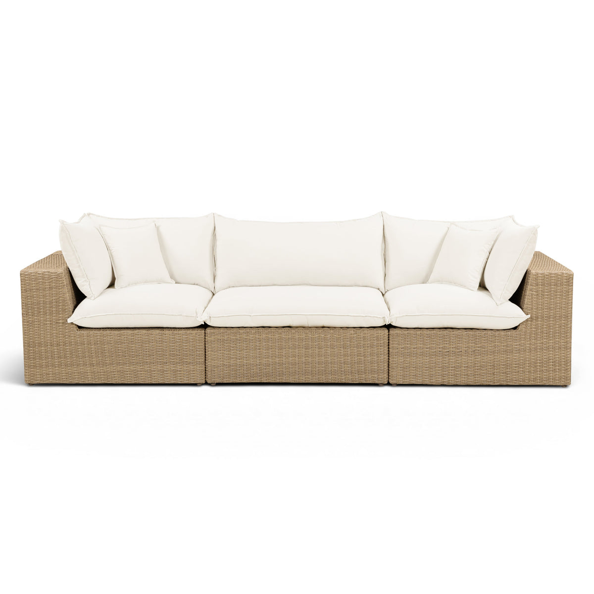 TOV Furniture Cali Cream Performance Wicker 120in Outdoor Sofa