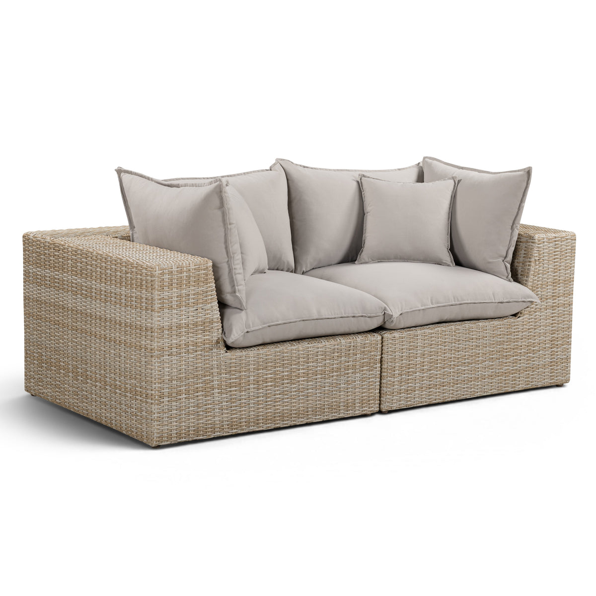 TOV Furniture Cali Gray 80in Performance Wicker Outdoor Loveseat in grey performance wicker, primary product view