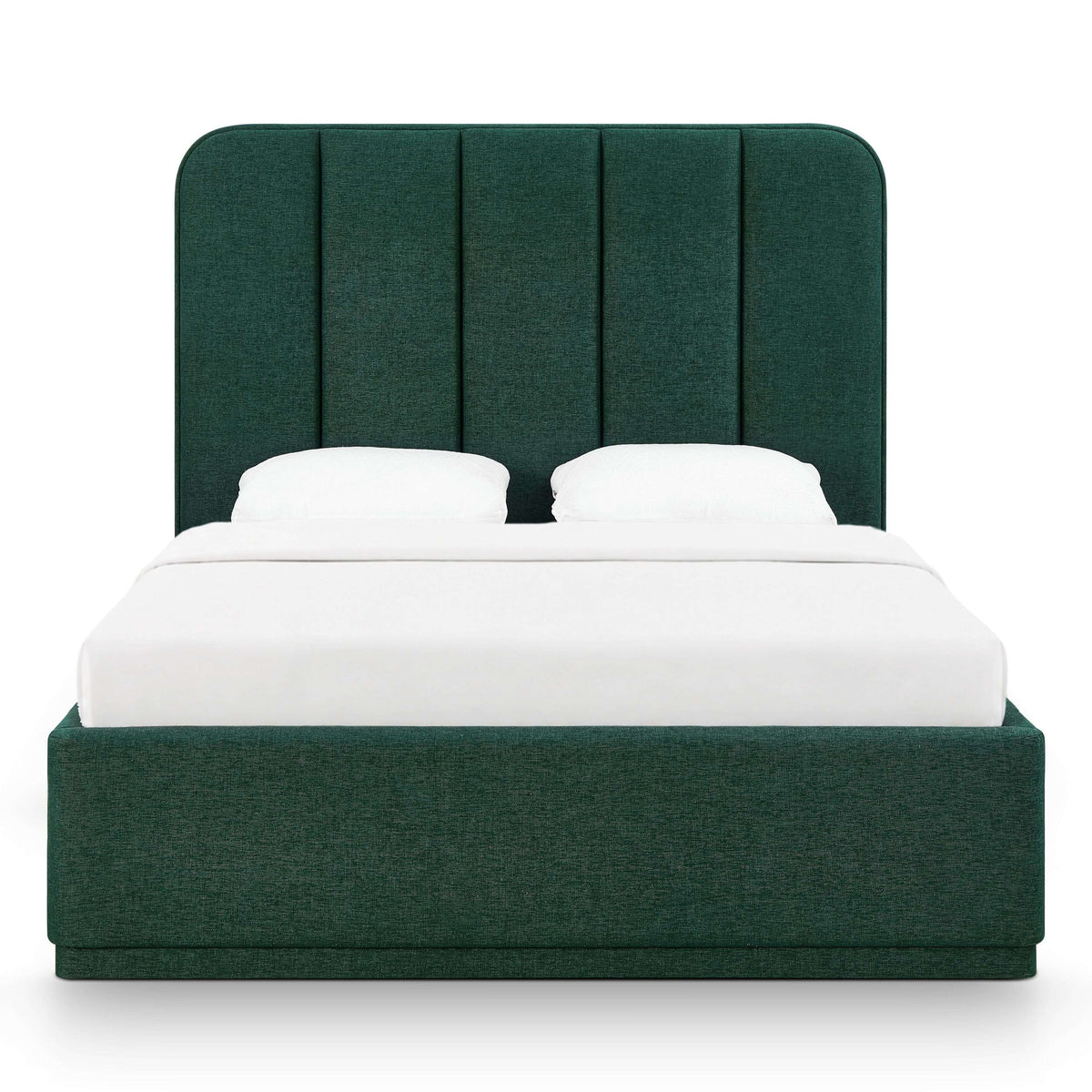 TOV Furniture Parker Bed in forest green chenille on a wood frame, primary product view