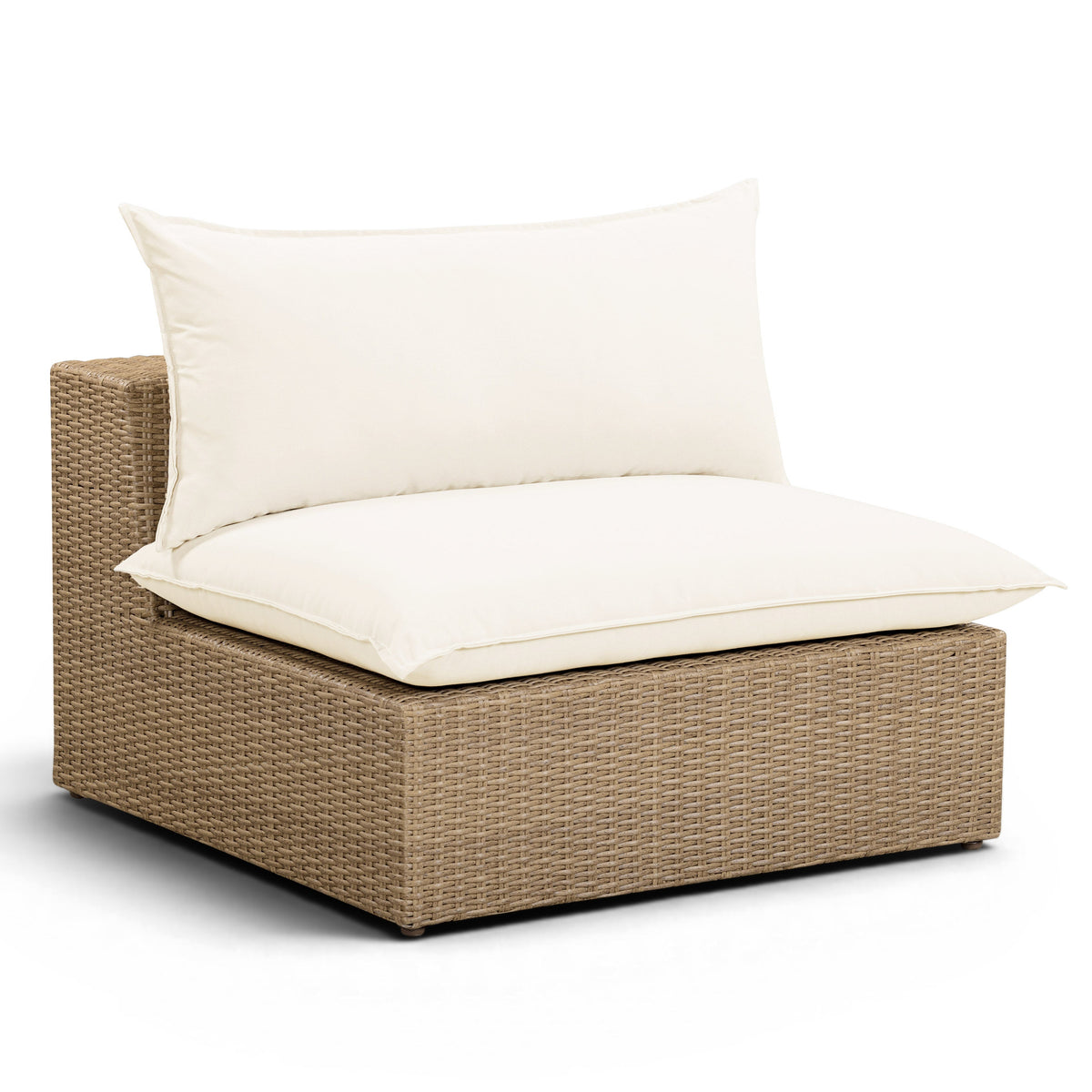 TOV Furniture Cali Cream Performance Wicker Outdoor Armless Chair in cream performance wicker, primary product view