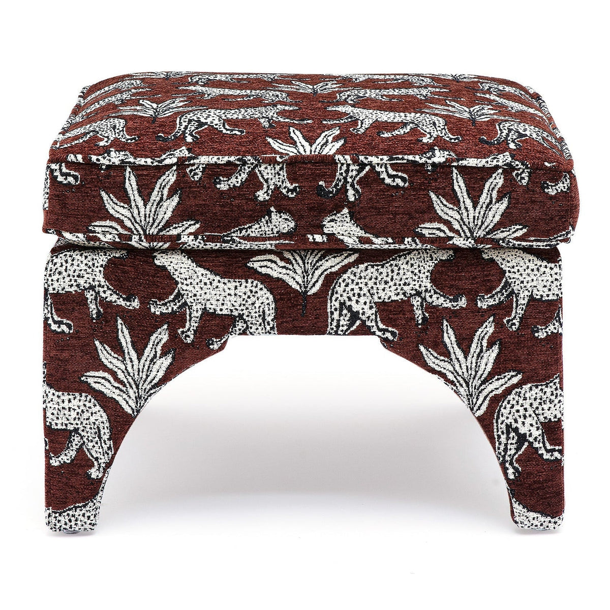 TOV Furniture Raji Leopard Performance Jacquard Ottoman