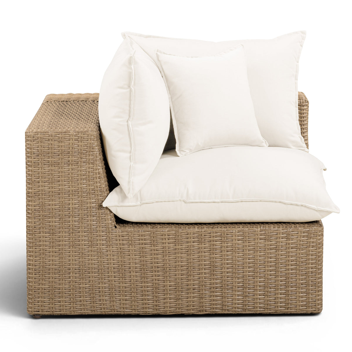TOV Furniture Cali Cream Performance Wicker Outdoor Corner Chair