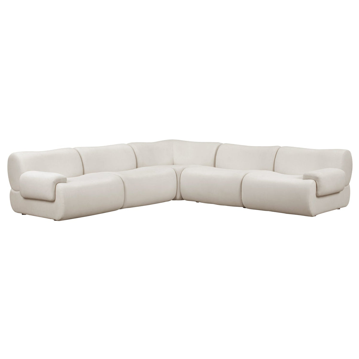 TOV Furniture Zenith 5-Piece Upcycled Modular L-Sectional in upcycled cream fabric, primary product view