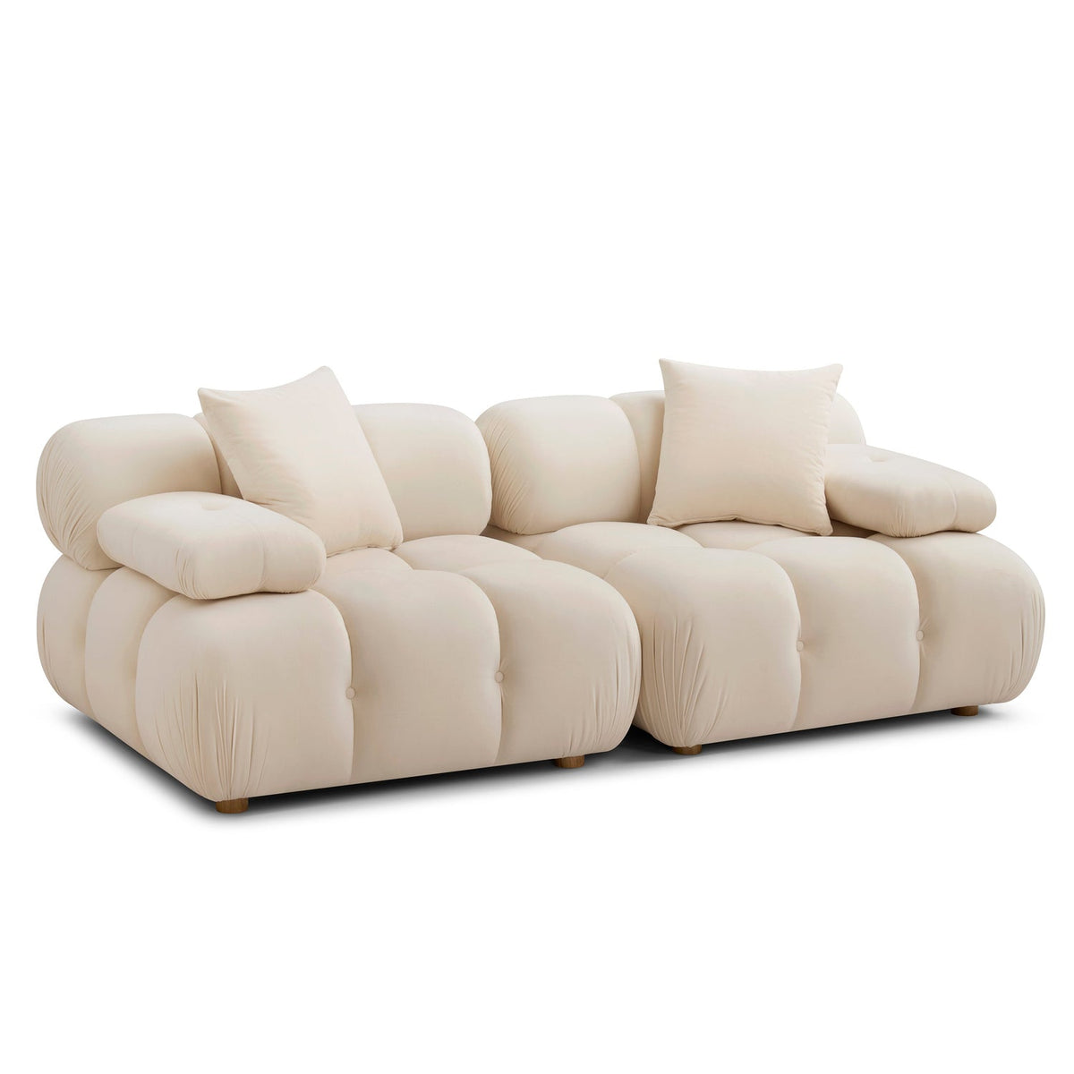 TOV Furniture Calliope Off White 79in Modular Loveseat in off-white vegan shearling, primary product view