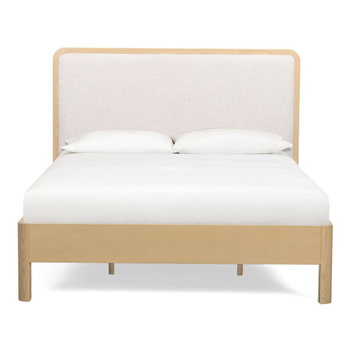 TOV Furniture Rafaelle Natural Solid Ash Bed in natural ash with cream headboard, primary product view
