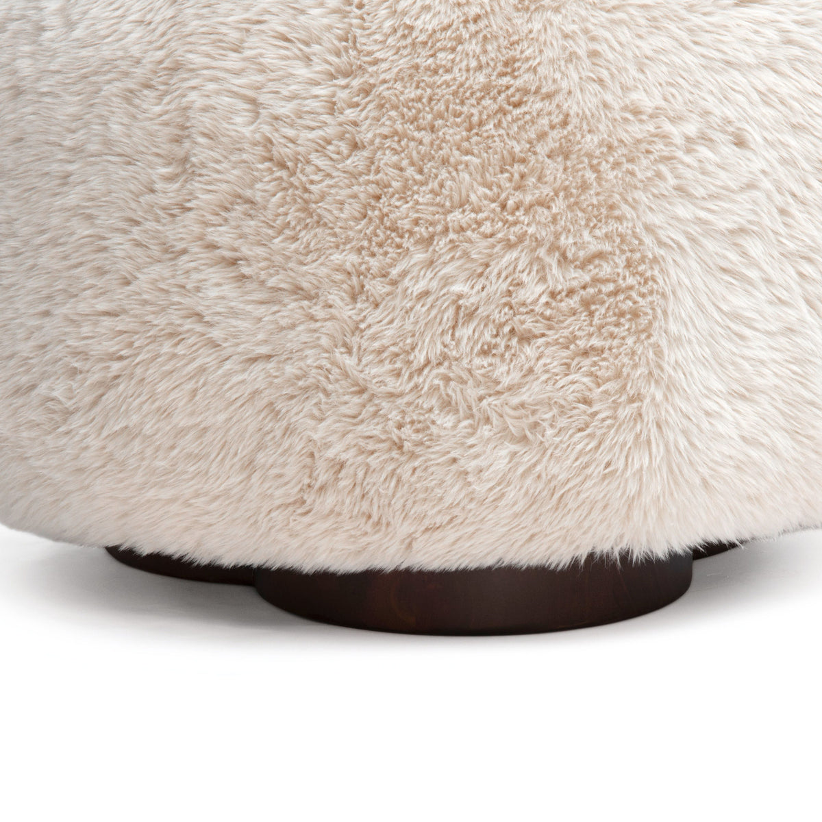 TOV Furniture Oopa Off White Faux Shearling Swivel Ottoman