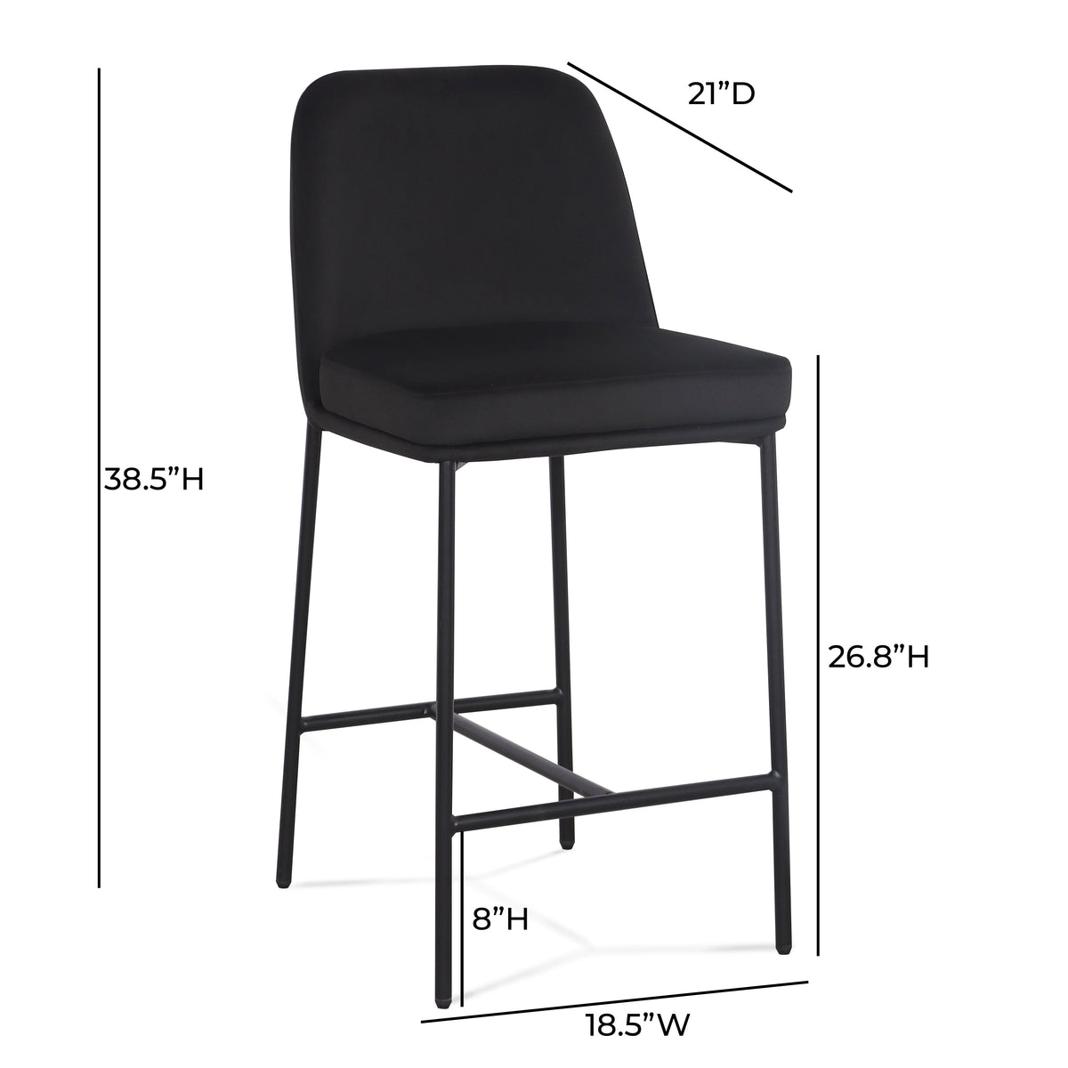 TOV Furniture Sydney Black Performance Velvet Counter Stool Set of 2