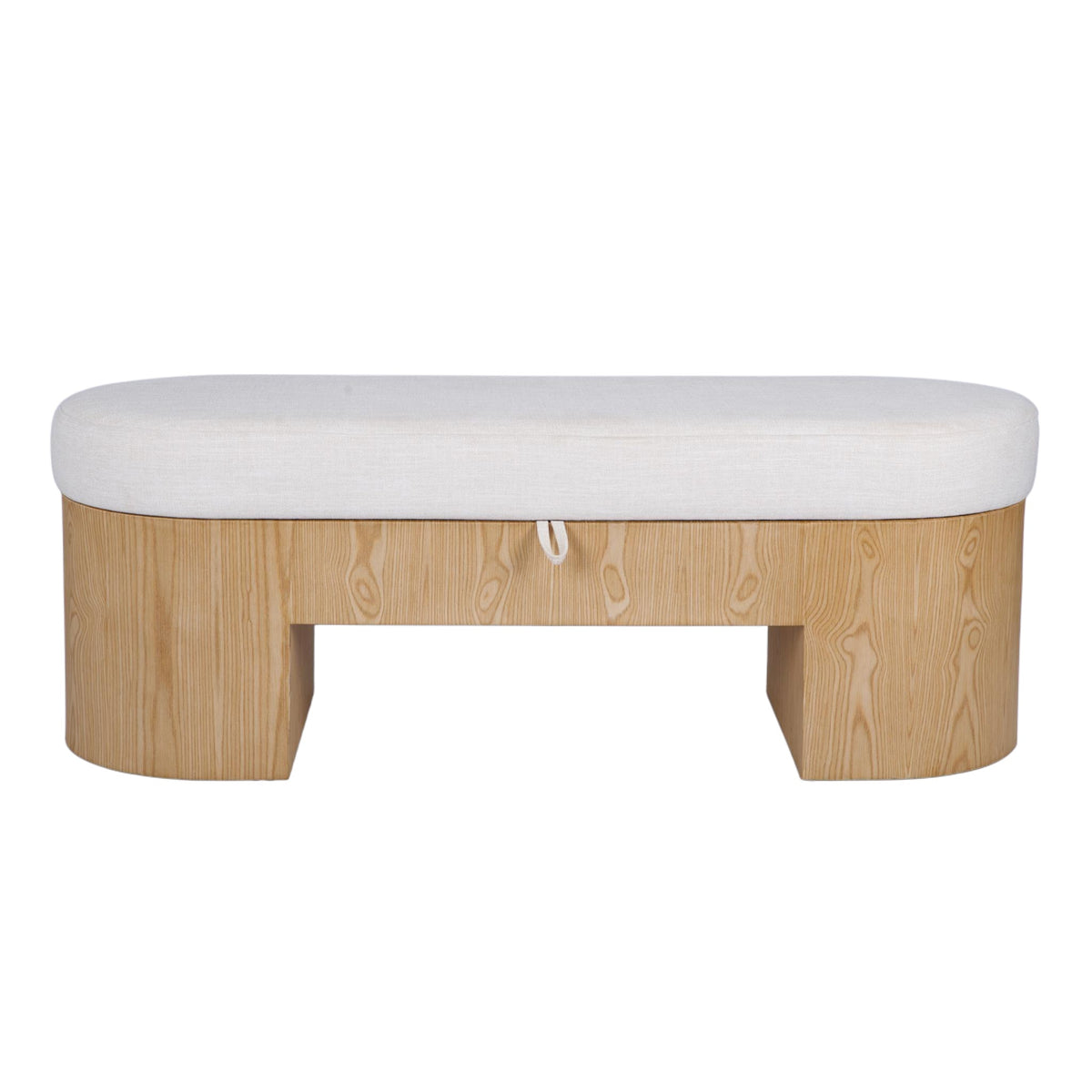 TOV Furniture Poppi 49" Cream Performance Storage Bench in cream textured weave, primary product view