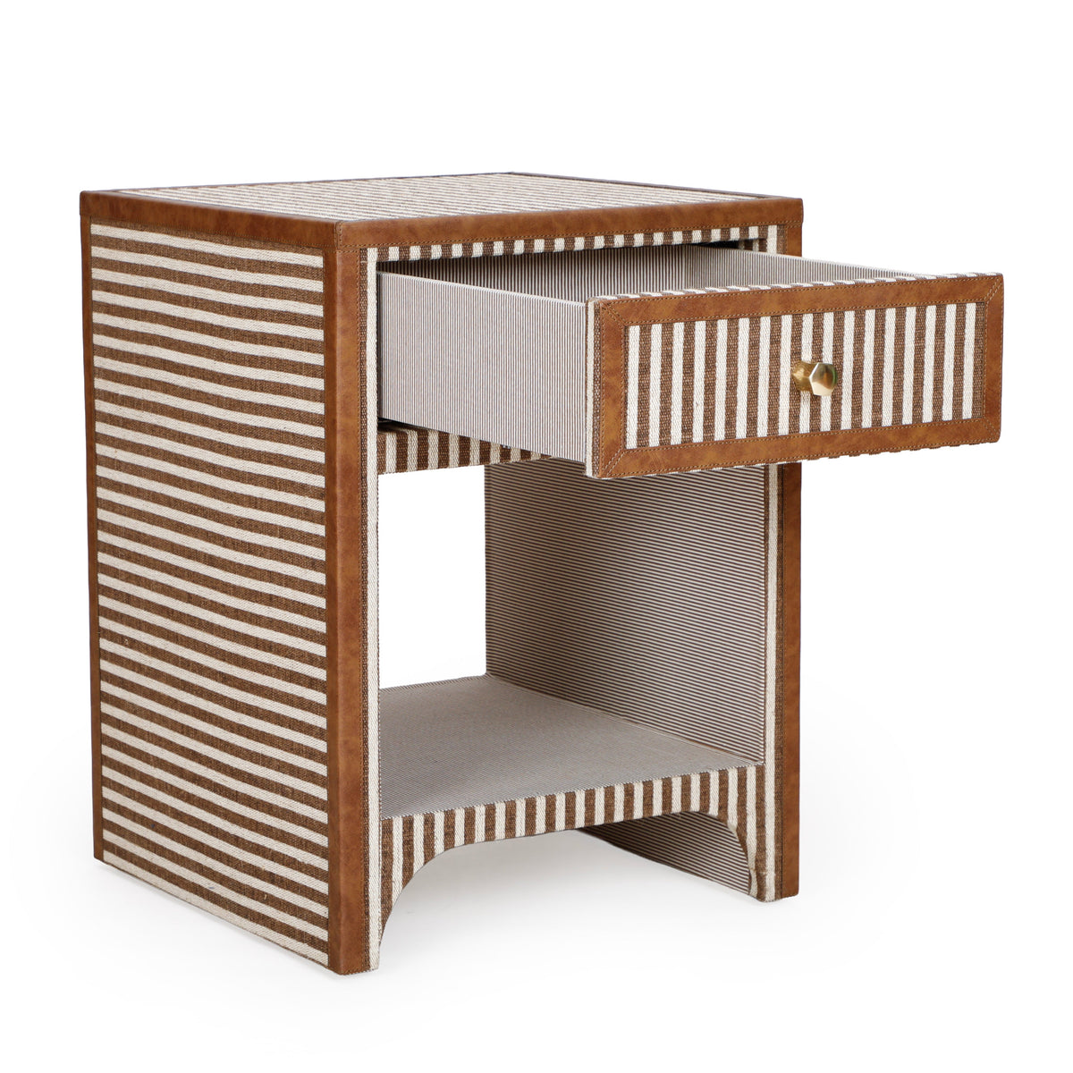 TOV Furniture Kora Brown Cotton Jute 1-Drawer Nightstand