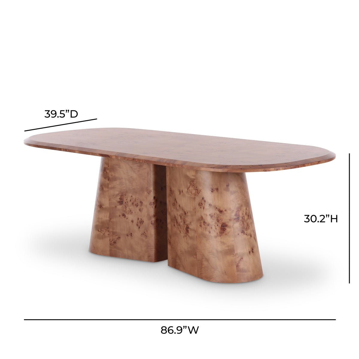 TOV Furniture Gladyss Burl 87in Oval Dining Table
