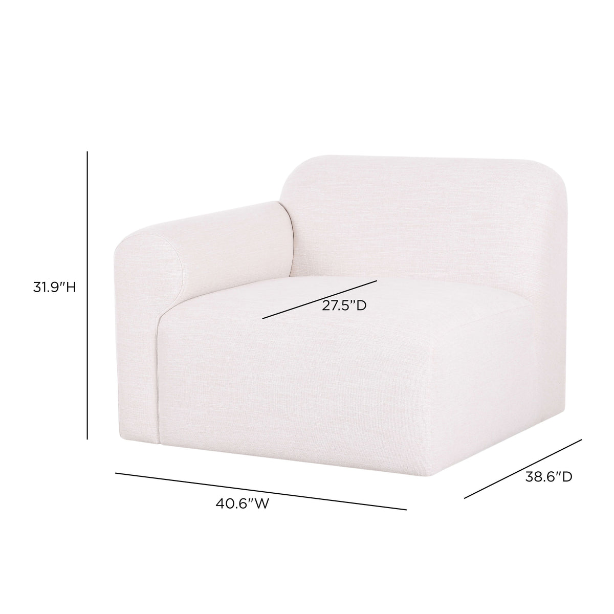 TOV Furniture Gorge Cream Left Modular Corner Chair