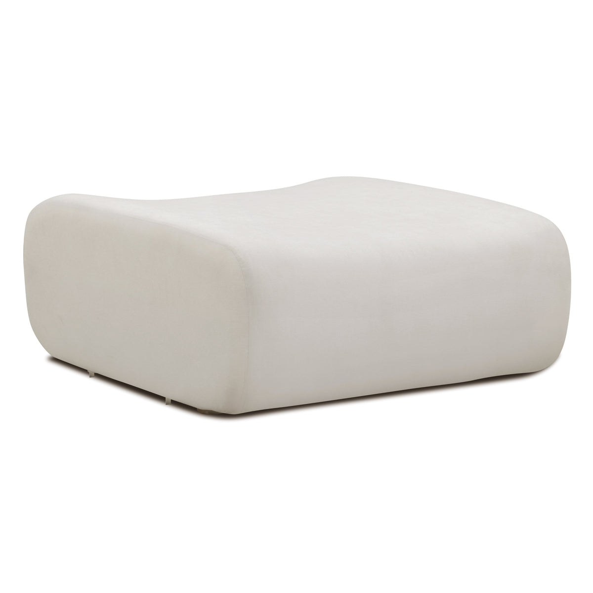 TOV Furniture Zenith Upcycled Ottoman in cream upcycled fabric, primary product view