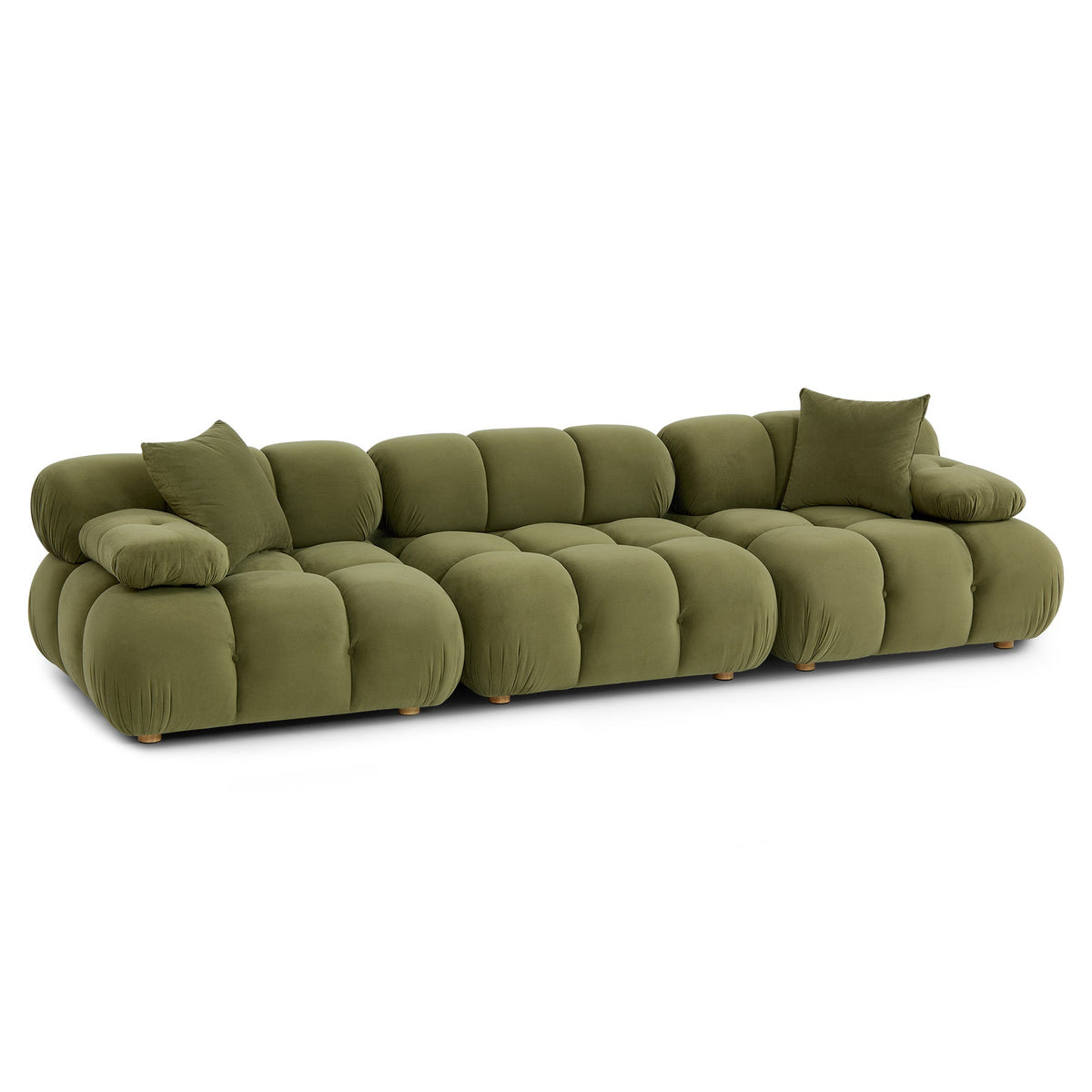 TOV Furniture Calliope Olive Green 118in Modular Sofa in olive green velvet, primary product view