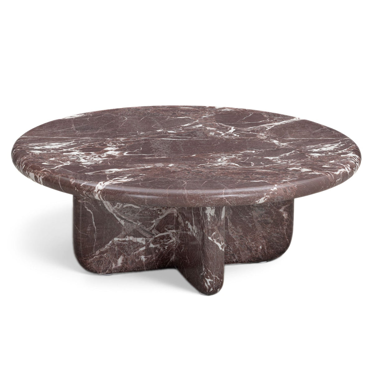 TOV Furniture Juju Faux Marble Round Indoor/Outdoor Coffee Table in Red Levanto concrete, primary product view