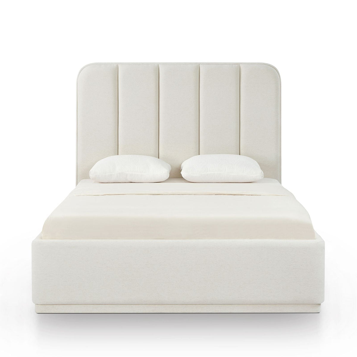 TOV Furniture Parker Bed in cream chenille with a channeled headboard, primary product view