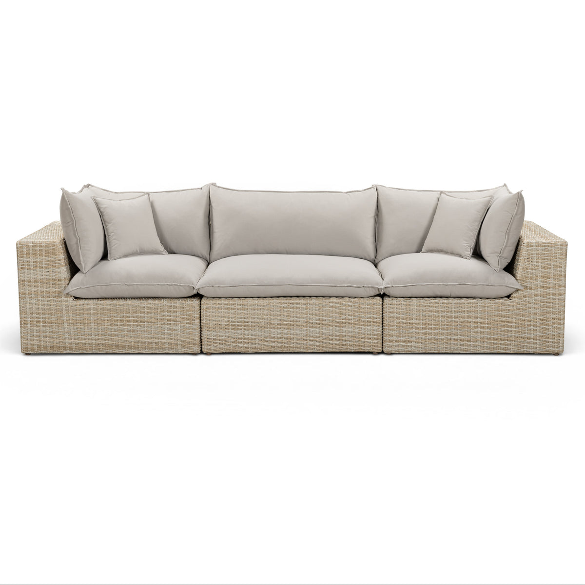 TOV Furniture Cali Gray Performance Wicker 120in Outdoor Sofa