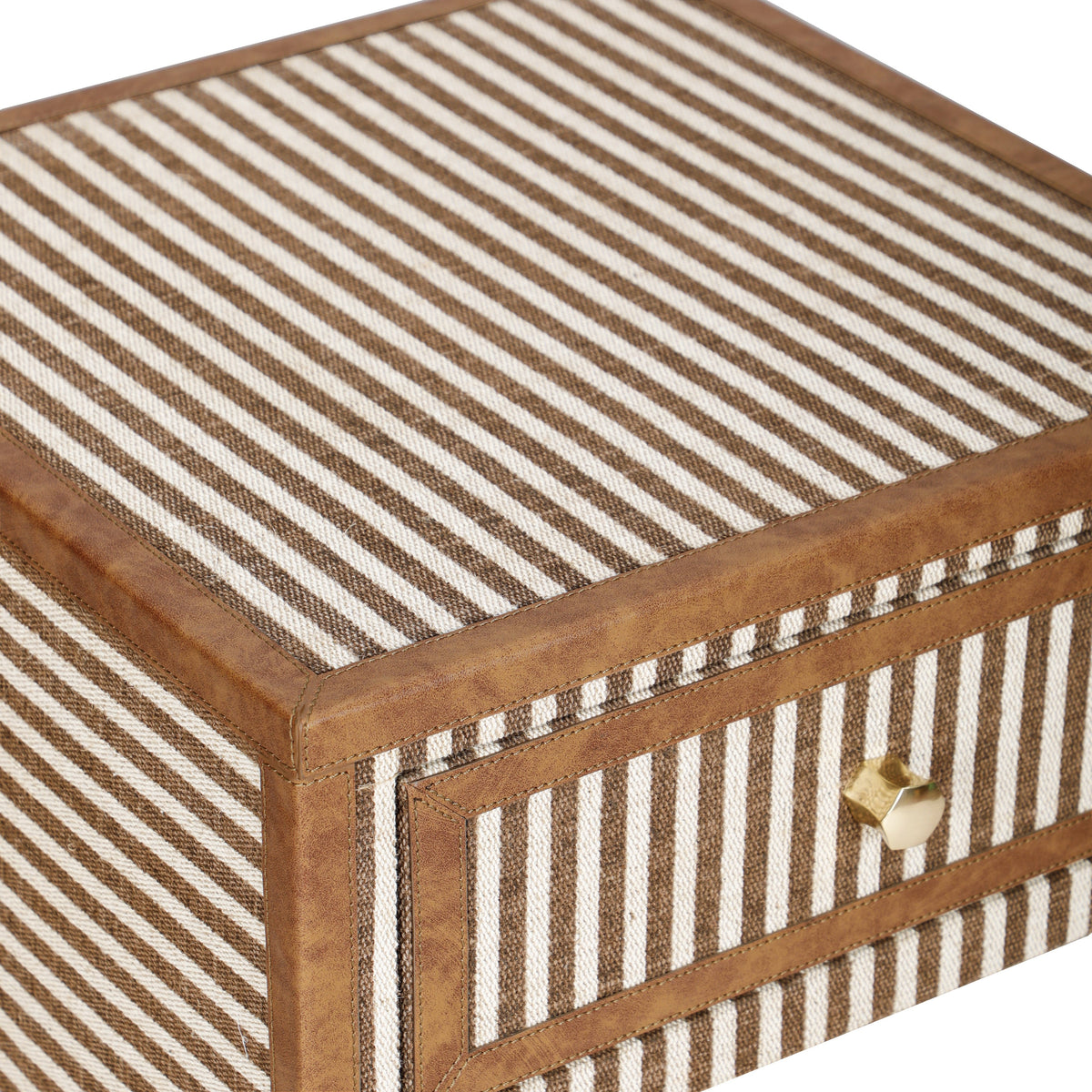 TOV Furniture Kora Brown Cotton Jute 1-Drawer Nightstand