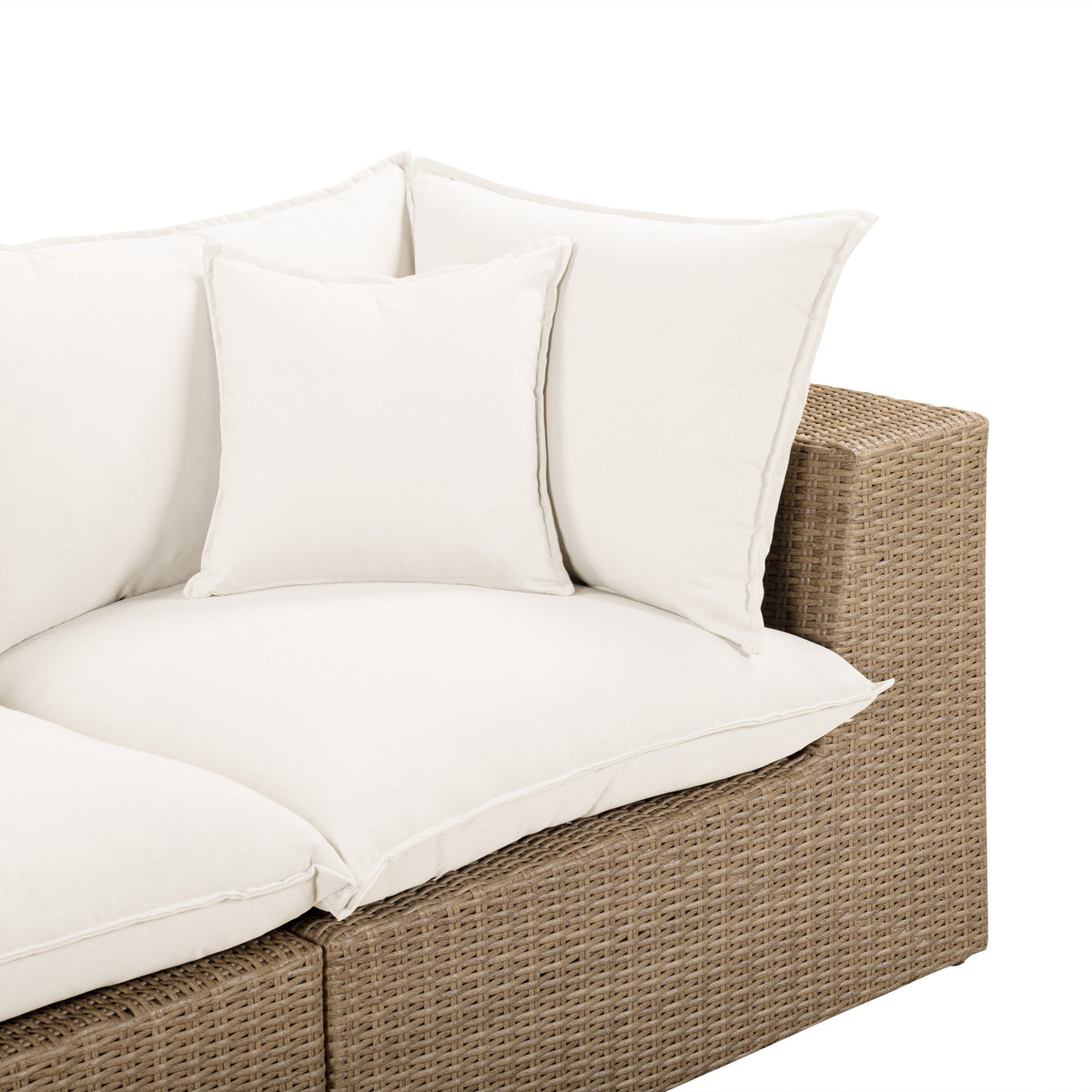TOV Furniture Cali Cream Performance Wicker 4-Piece Outdoor Sectional Sofa