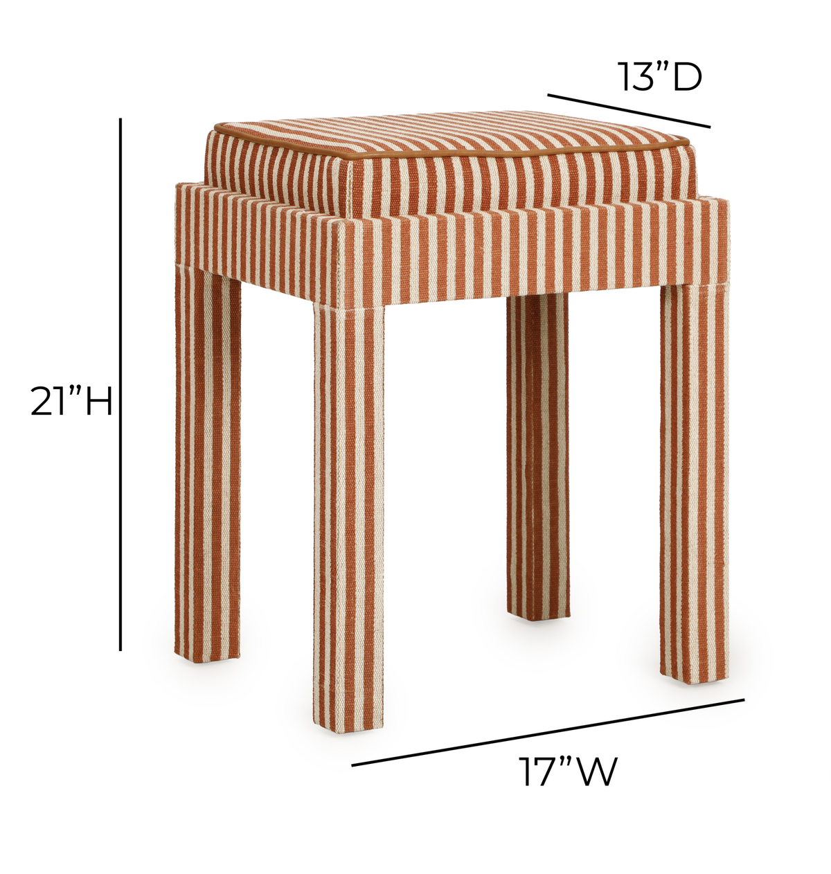 TOV Furniture Kora Terracotta Cotton Jute Accent Stool