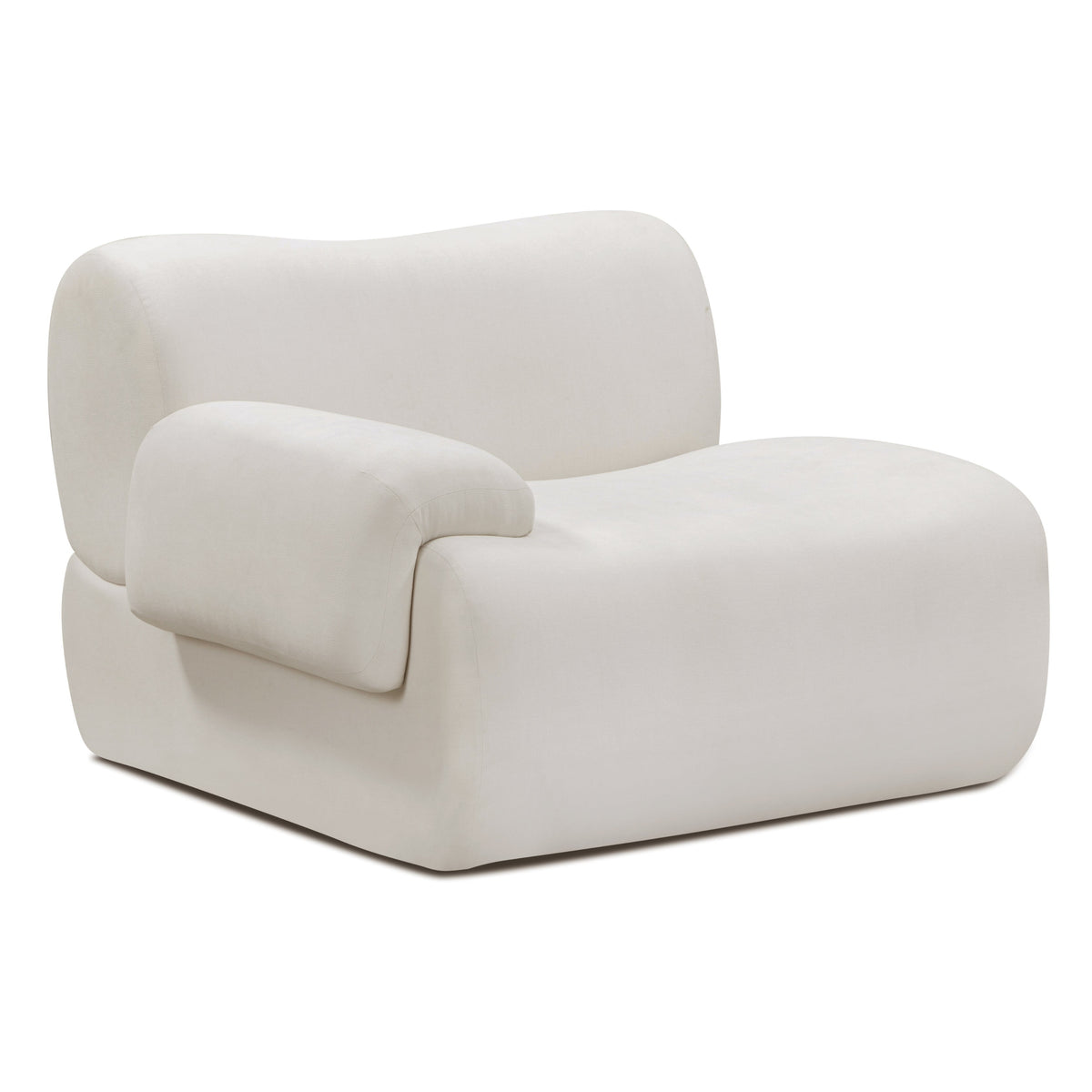 TOV Furniture Zenith Upcycled Corner Chair in cream upcycled fabric, primary product view