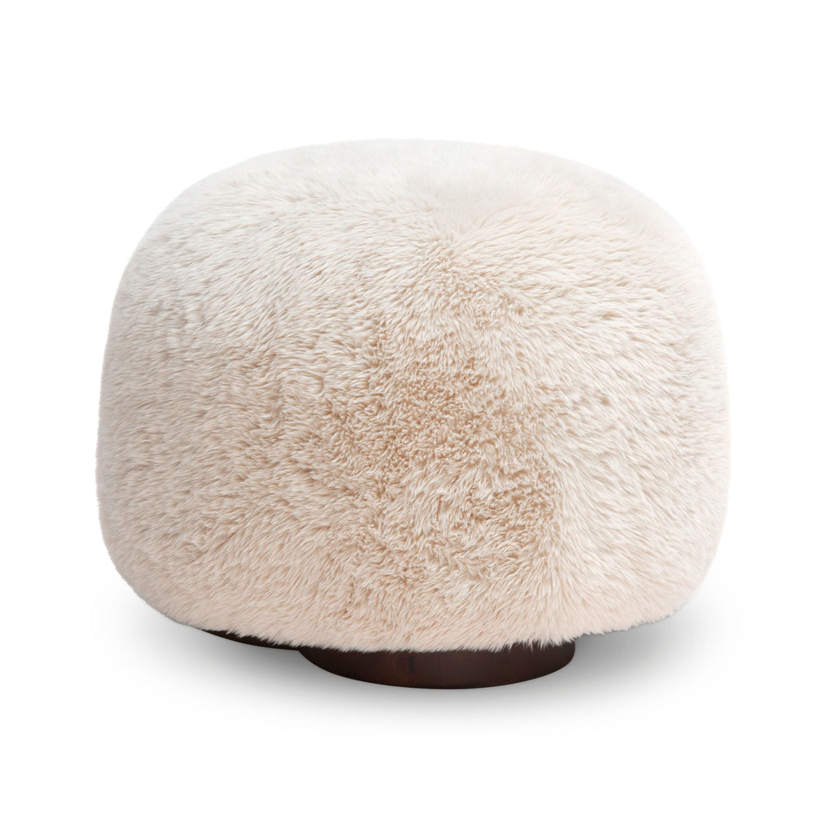 TOV Furniture Oopa Off White Faux Shearling Swivel Ottoman