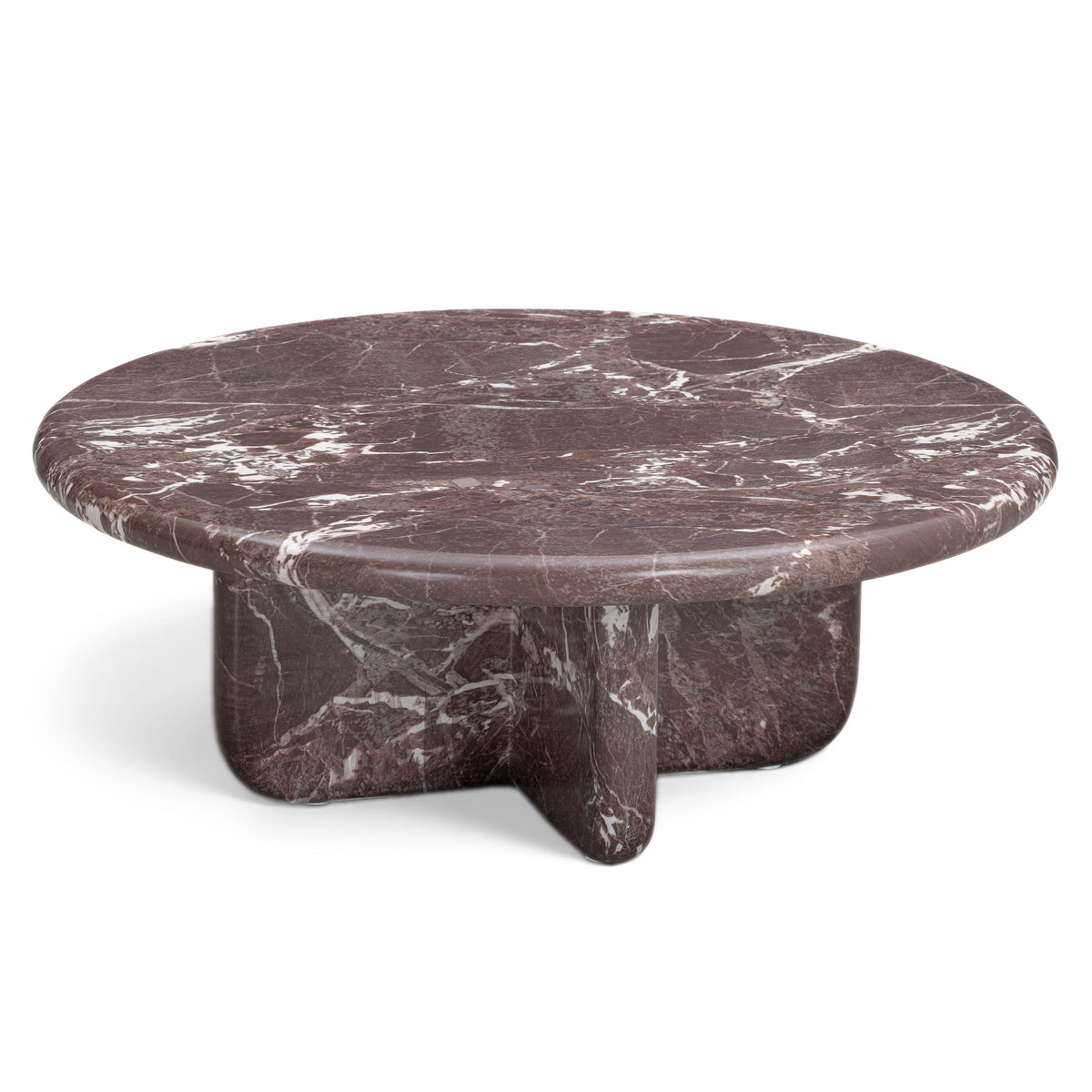 TOV Furniture Juju Faux Marble Round Indoor/Outdoor Coffee Table in Red Levanto concrete, primary product view