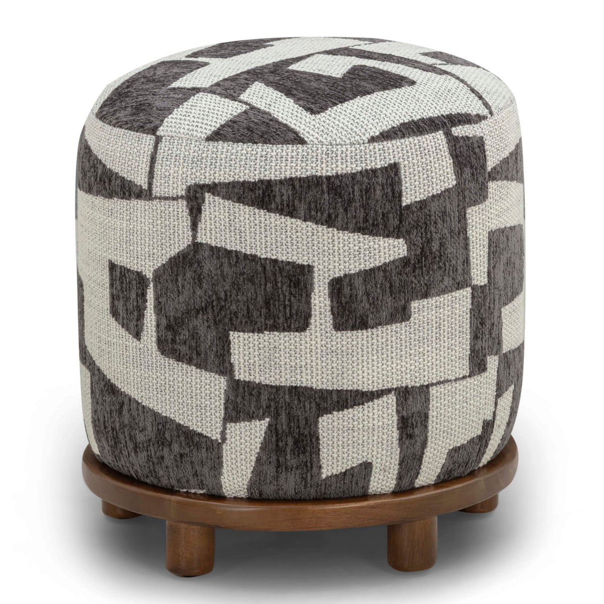 TOV Furniture Bisou Black Performance Jacquard Ottoman in black performance jacquard, primary product view