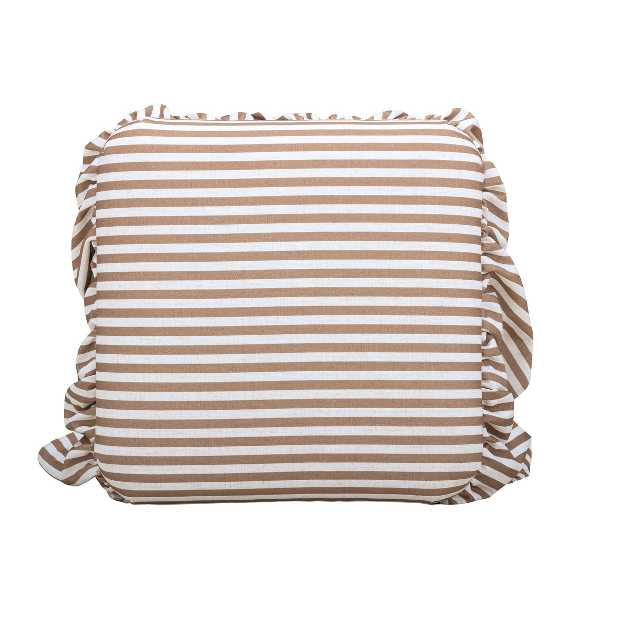 TOV Furniture Gertrude Brown Striped Performance Linen Skirted Ottoman