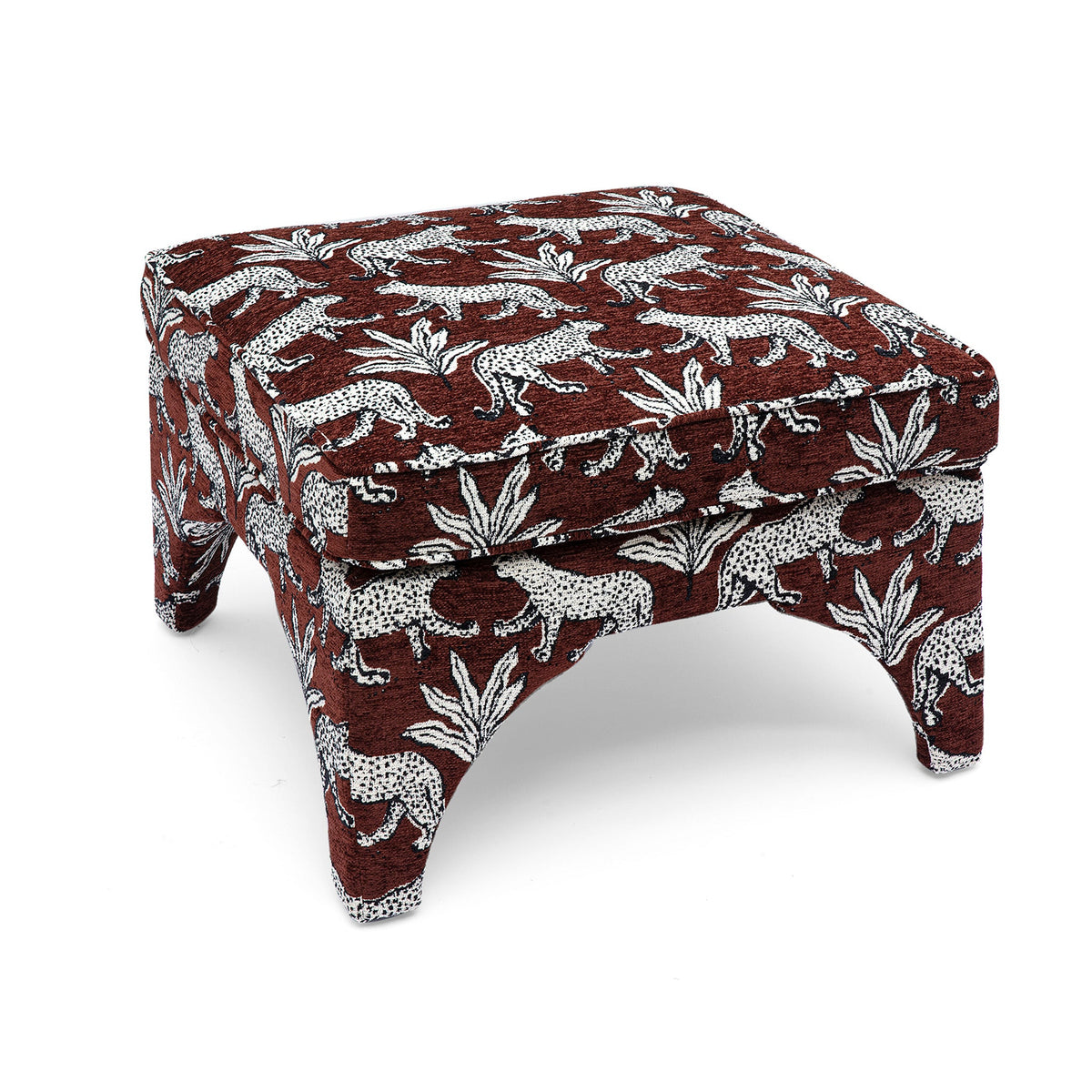 TOV Furniture Raji Leopard Performance Jacquard Ottoman