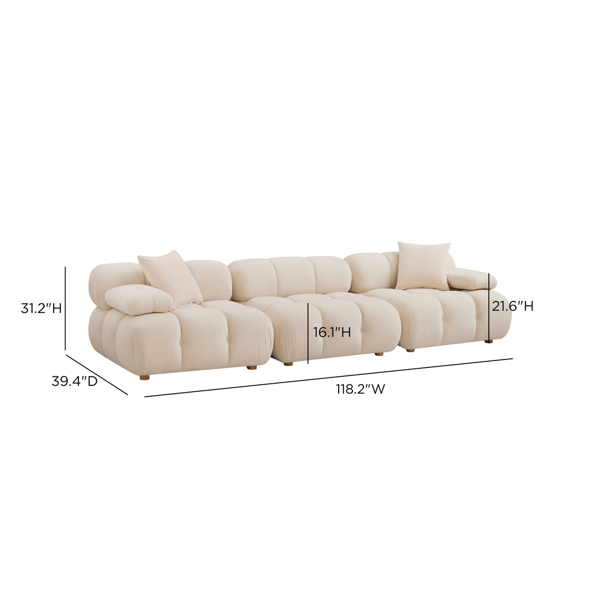 TOV Furniture Calliope Off White 118in Modular Sofa
