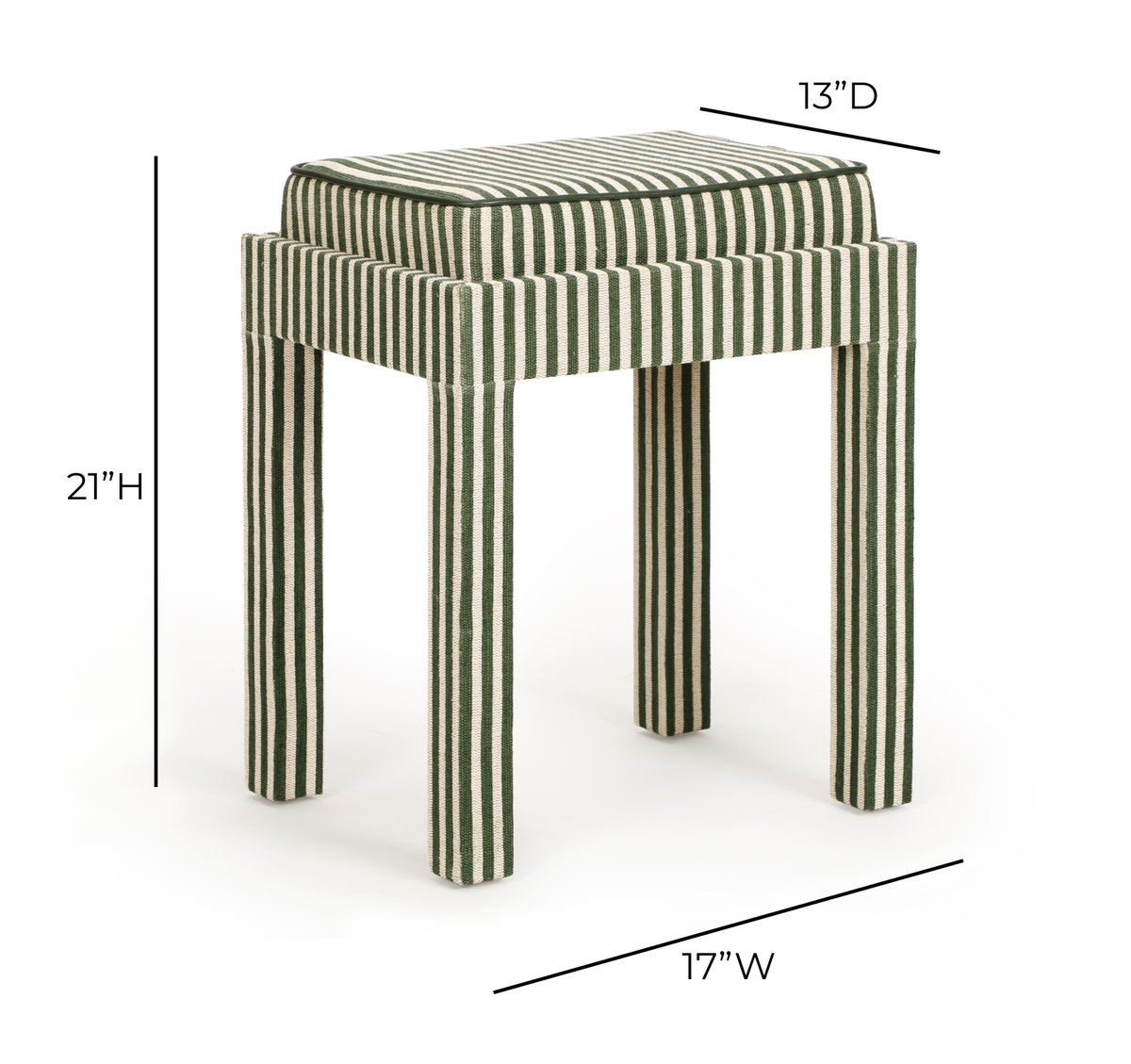 TOV Furniture Kora Green Cotton Jute Accent Stool