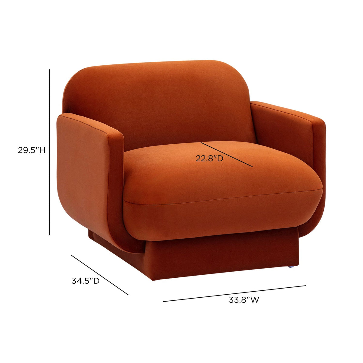 TOV Furniture Azalea Orange Performance Velvet Accent Chair