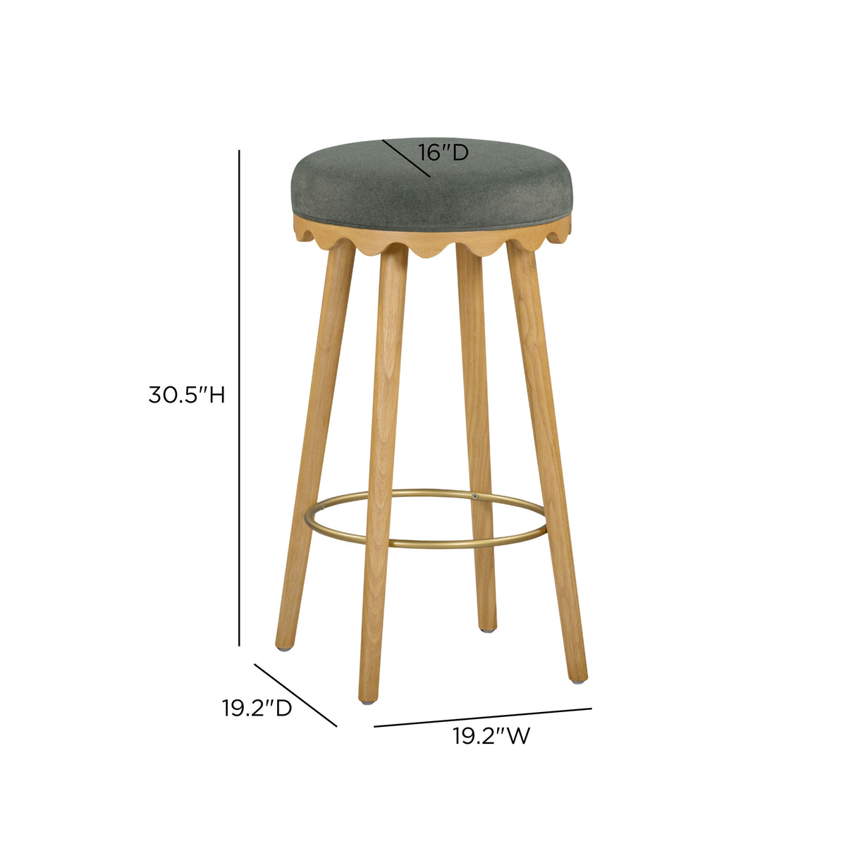 TOV Furniture Oodle Green Performance Vegan Mohair Bar Stool