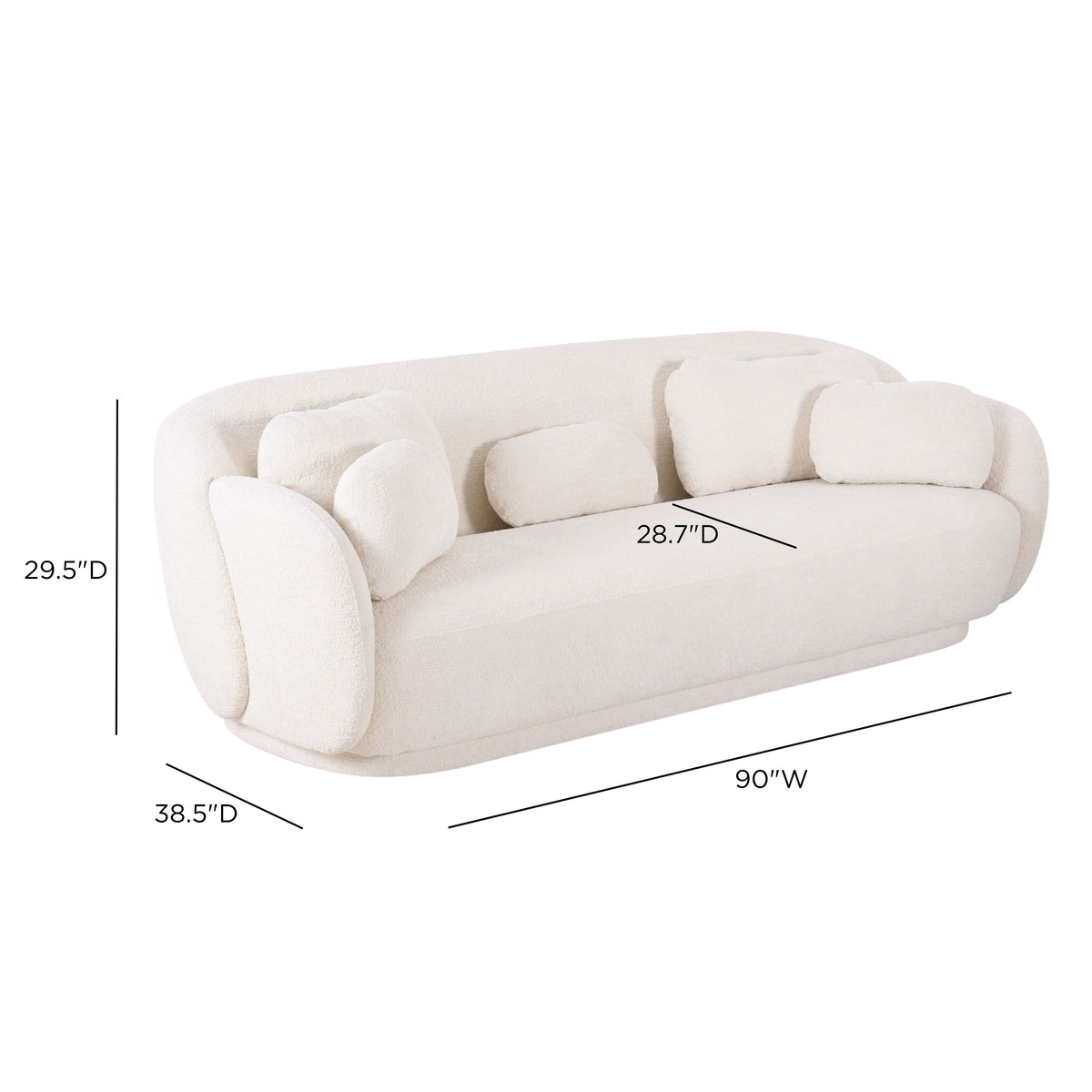 TOV Furniture Misty Off White 90in Sofa