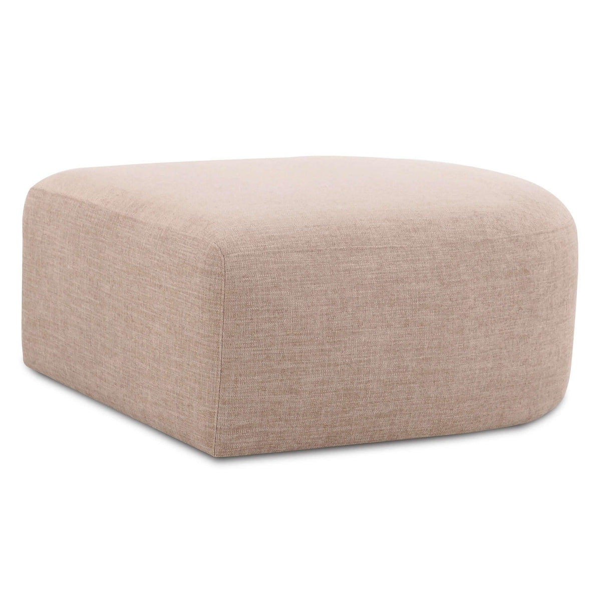 TOV Furniture Gorge Tan Ottoman in tan linen upholstery, primary product view