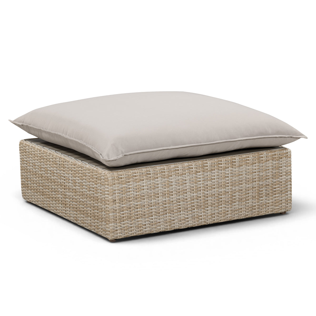 TOV Furniture Cali Gray Performance Wicker Outdoor Ottoman in grey wicker, primary product view