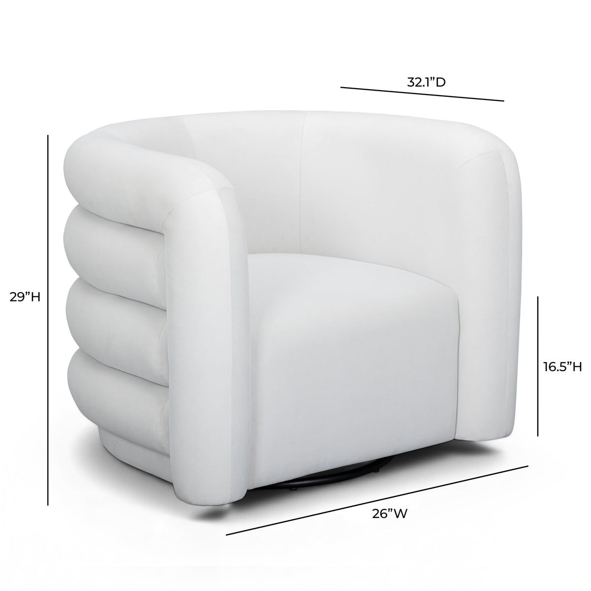 TOV Furniture Curves White Performance Velvet Swivel Chair