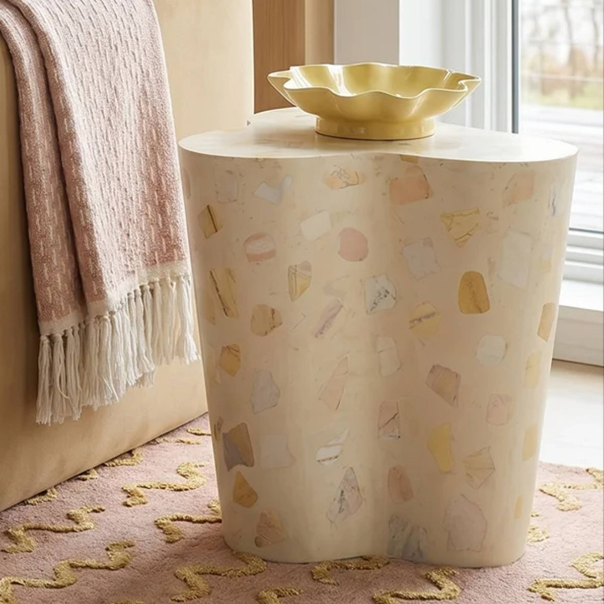 TOV Furniture Slab Faux Terrazzo Indoor/Outdoor Side Table