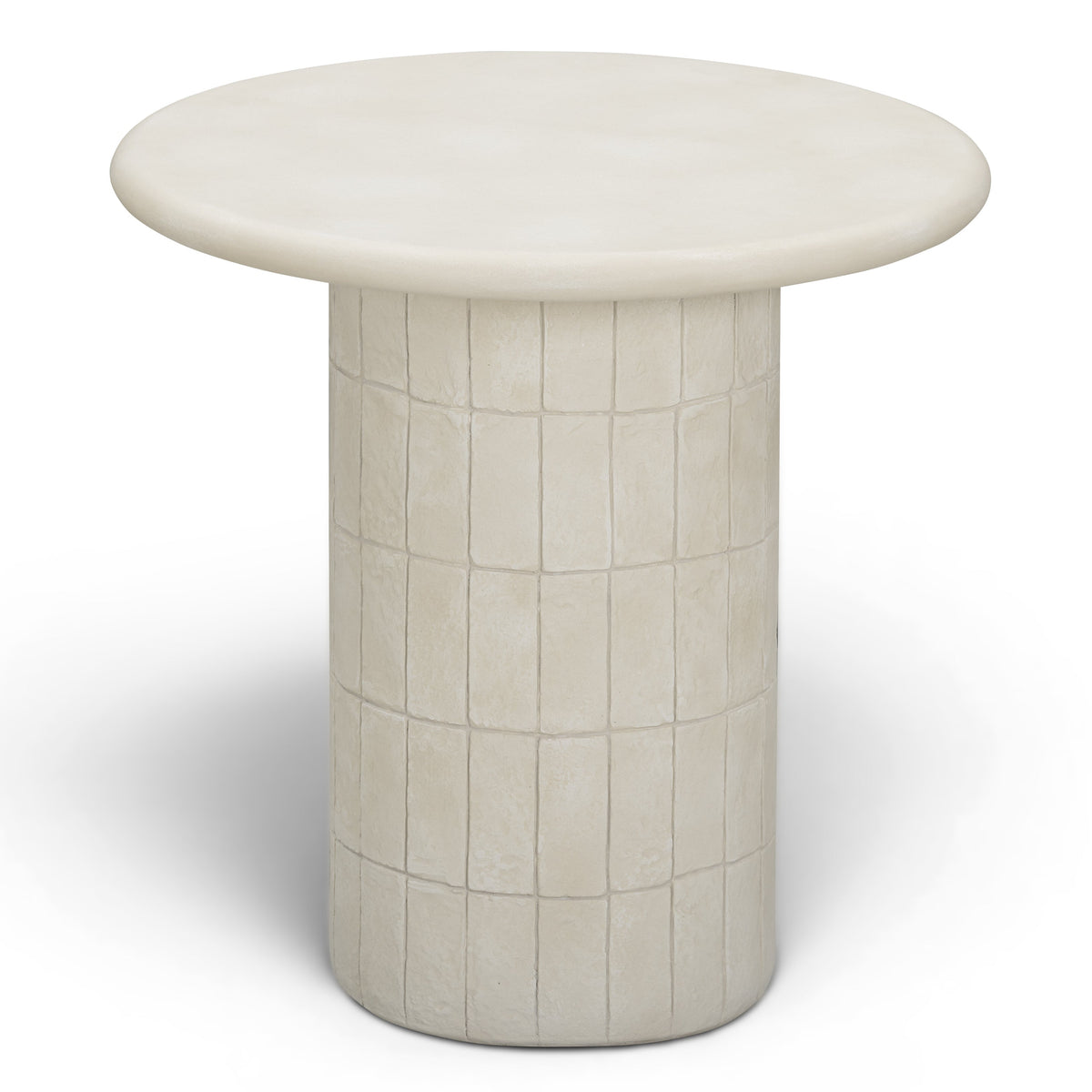 TOV Furniture Fafo Beige Concrete Indoor/Outdoor Side Table in beige concrete with a ceramic-tiled base, primary product view
