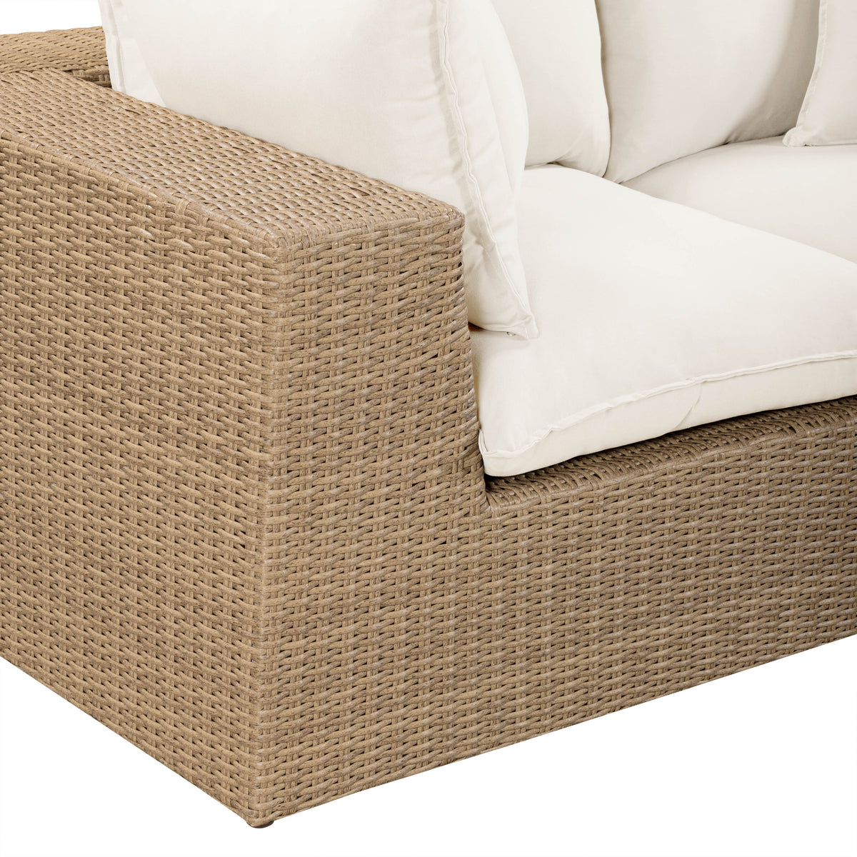 TOV Furniture Cali Cream 80in Performance Wicker Outdoor Loveseat