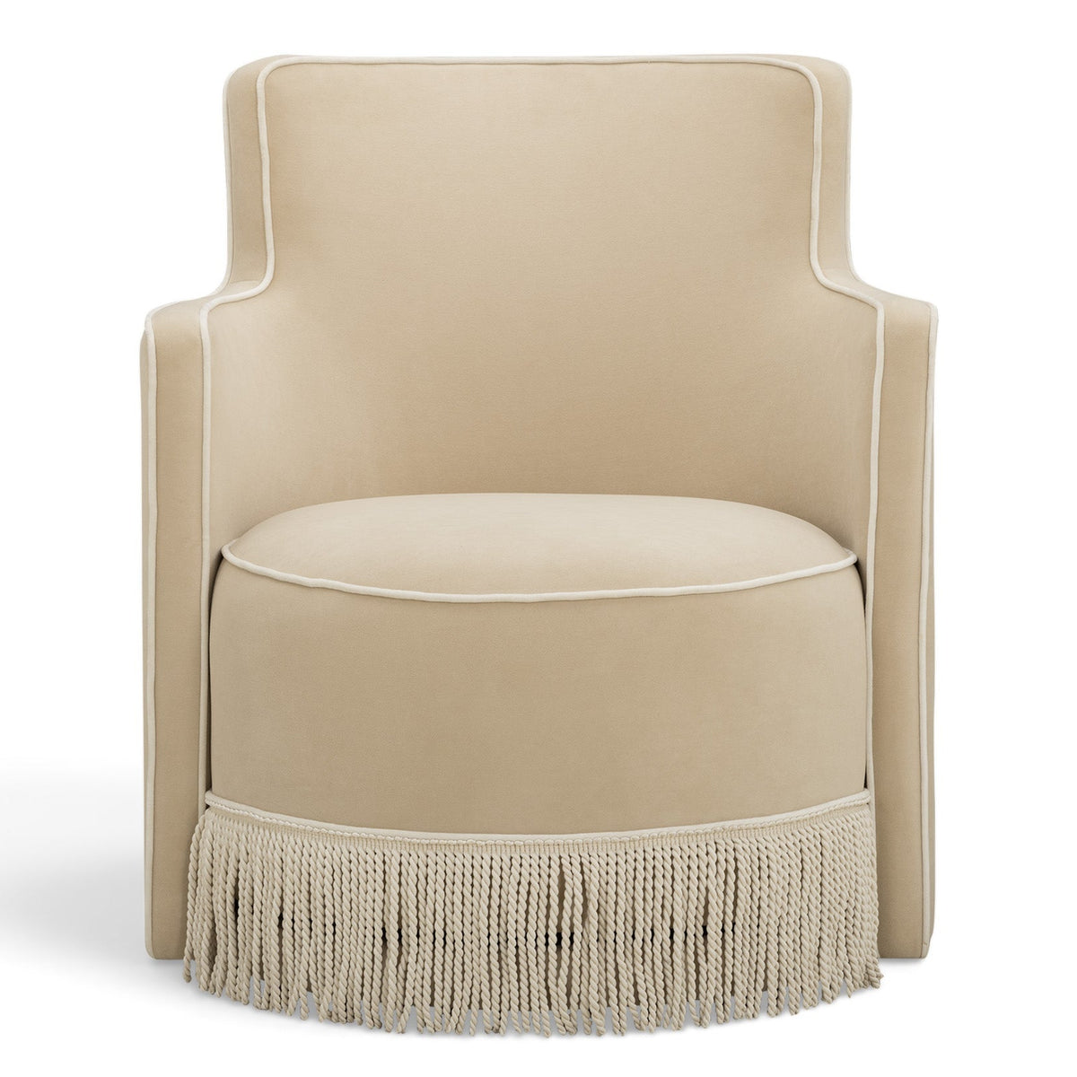 TOV Furniture Passe Tan Tasseled Velvet Swivel Accent Chair