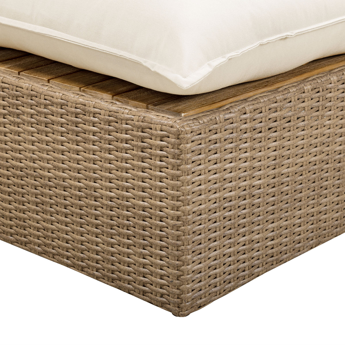 TOV Furniture Cali Cream Performance Wicker Outdoor Ottoman