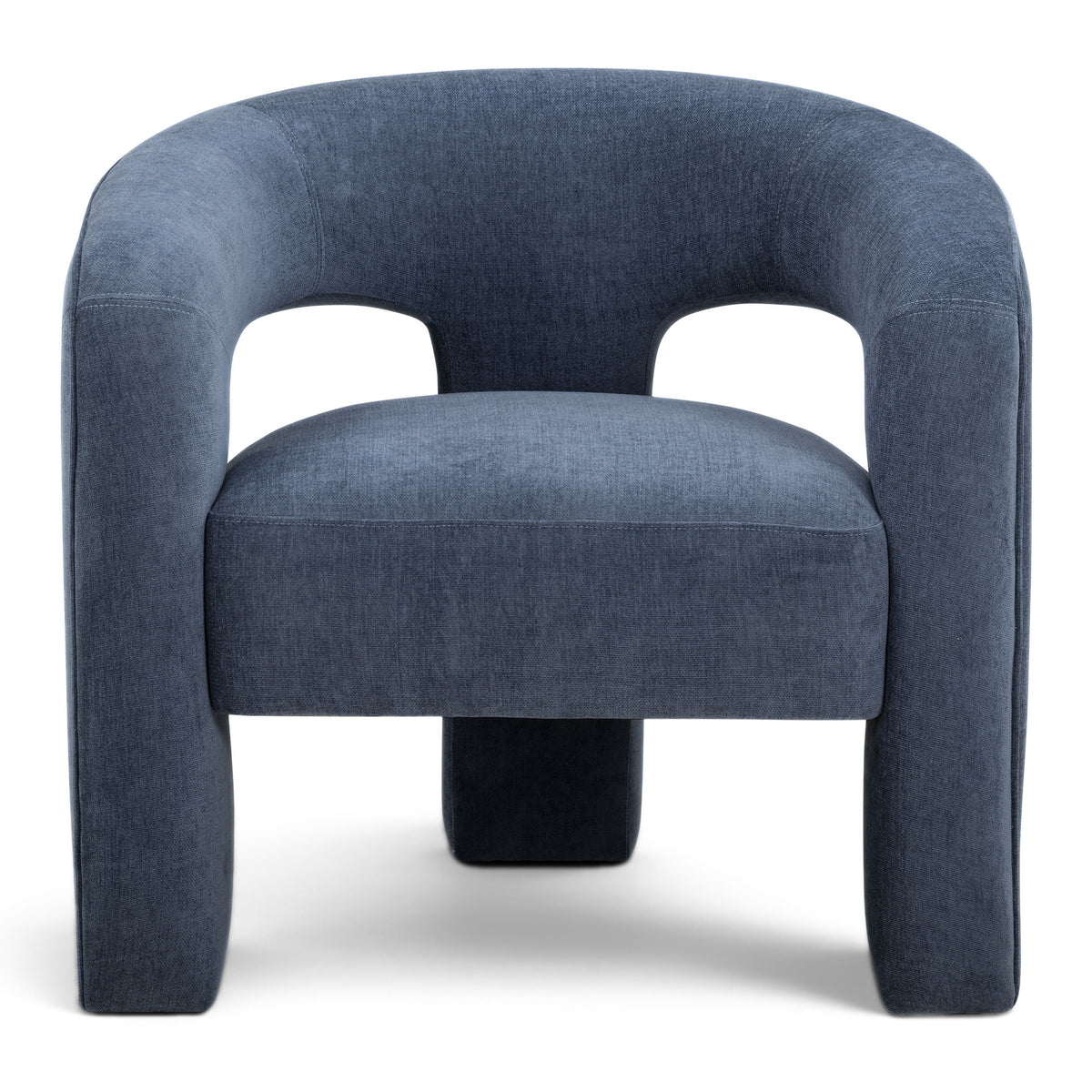 TOV Furniture Malone Blue Denim Accent Chair in distressed blue denim chenille, primary product view