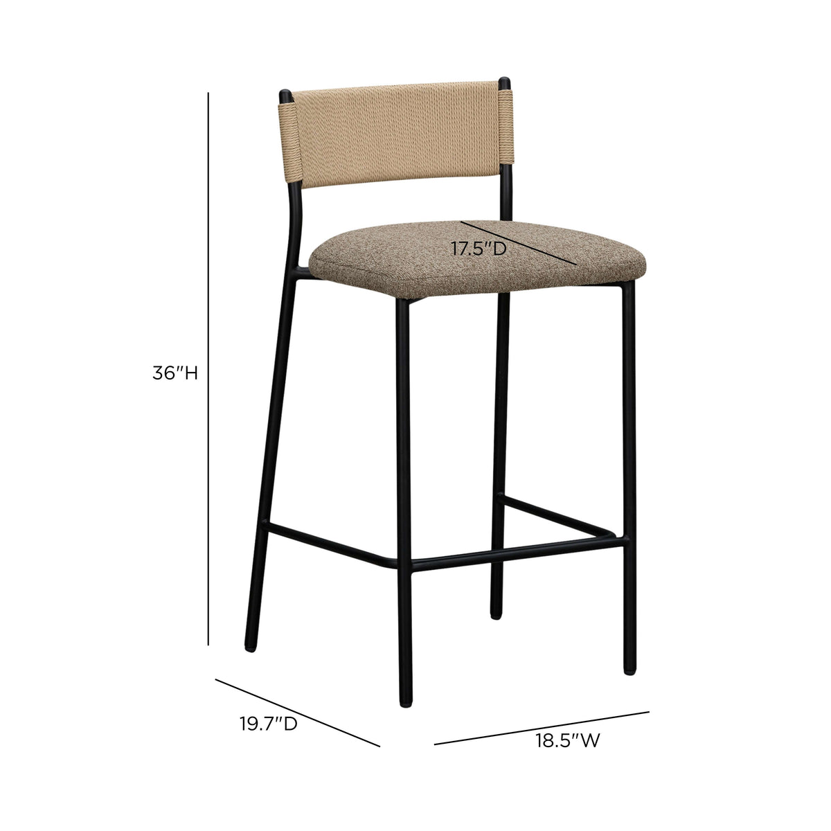 TOV Furniture Celine Brown Boucle Counter Stool