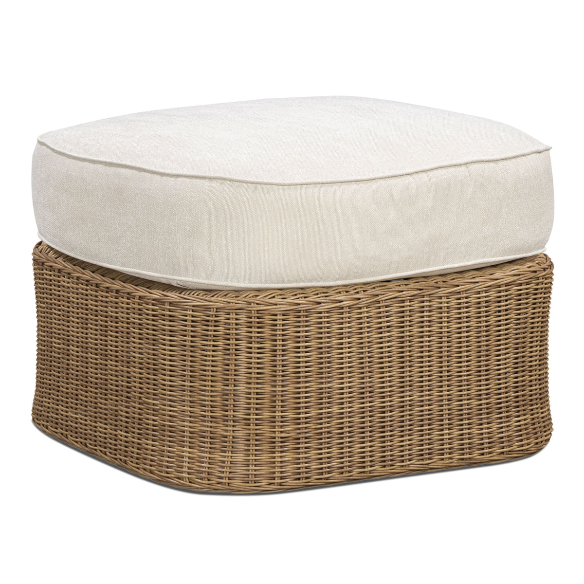TOV Furniture Axel Cream Boucle Outdoor Ottoman in cream boucle, primary product view