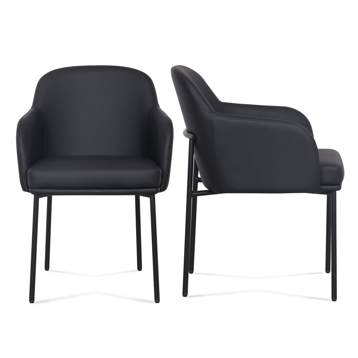 TOV Furniture Sydney Performance Vegan Leather Armchair - Set of 2 in Black Fabric, primary product view